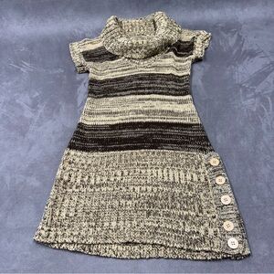 Say What? Cream Brown Striped Knit Turtleneck Dress tunic Y2K 2000s women’s  M